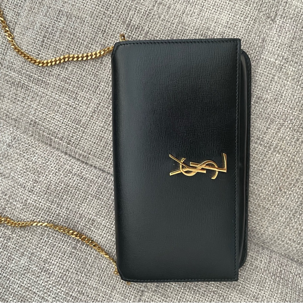 Yves Saint Laurent Black and Gold Crossbody Bag